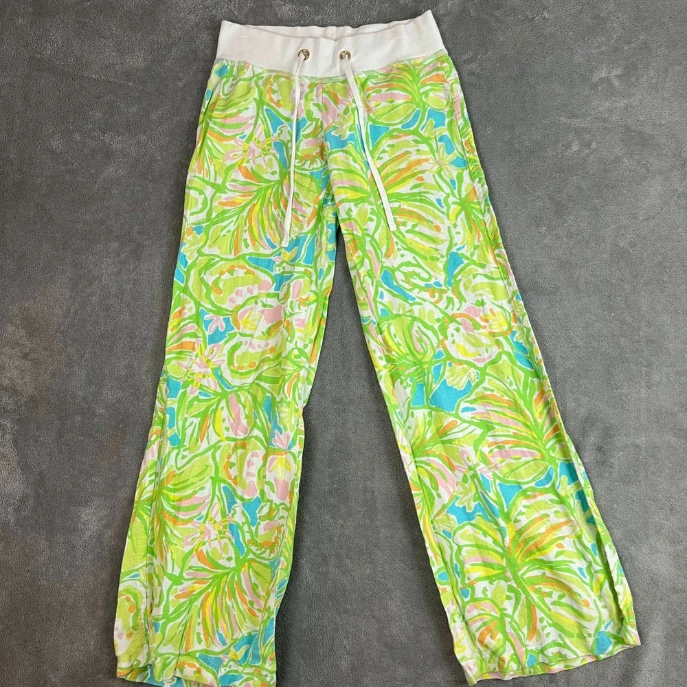 Lilly Pulitzer the Beach Pant Womens XS 100% Linen Beachy Coastal Preppy